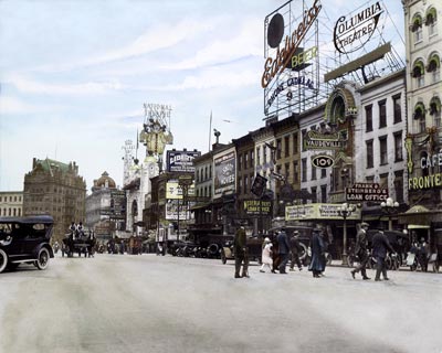 Detroit's Monroe Street In Color C. 1929